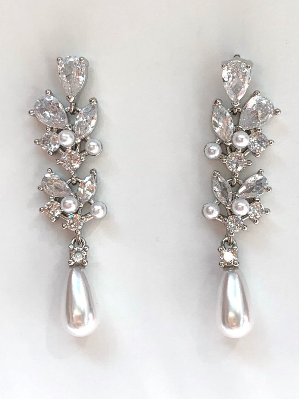 NEW ~ Anthropologie Vieste Rosa Exquisite Crystal & Pearl Drop Earrings